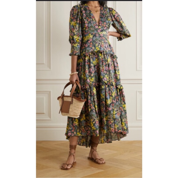 NWOT LOVESHACKFANCY LORENCIA FLORAL TIERED RUFFLE MAXI LONG SLEEVE DRESS SZ 6 - Picture 8 of 16